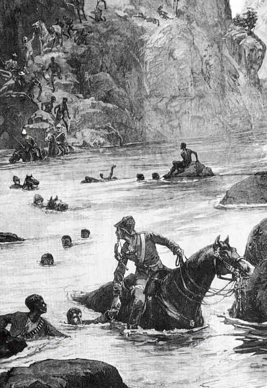 Лишь немногие сумели выскочить из лагеря и перебраться на правый берег реки Буффало